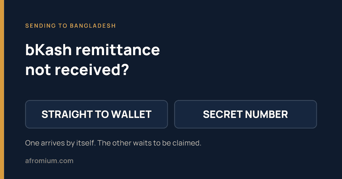 bKash remittance not received? Two routes: straight to wallet, or a secret number that must be claimed